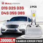 Светодиодная фара Bullvision D1S, 20000лм, ксеноновая, D2S, D3S, D4S, D5S, D8S, D1R, D2R, D3R, D4R, Canbus, без ошибок, CSP светодиодный, s, PTF, высокая яркость, размер 1:1