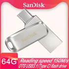 Флеш-накопитель SanDisk SDDDC4 USB 3,1 объемом 64 ГБ, Type C, 512 ГБ, флеш-накопитель 256 ГБ, 128 ГБ, 32 ГБ, металлический флеш-накопитель Type C OTG для телефона, флеш-накопитель на 1 ТБ
