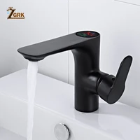 zgrk temperature sensitive faucets cold and hot bathroom basin taps led intelligence temperature digital display bathroom mixer
