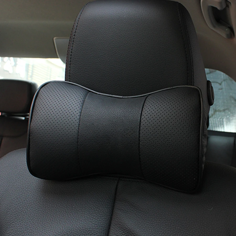 

Custom logo car Neck Pillows 2PC Genuine Leather Auto Seat Headrest for Volvo Peugeot Opel BMW Audi Mazda Lexus Honda Toyota