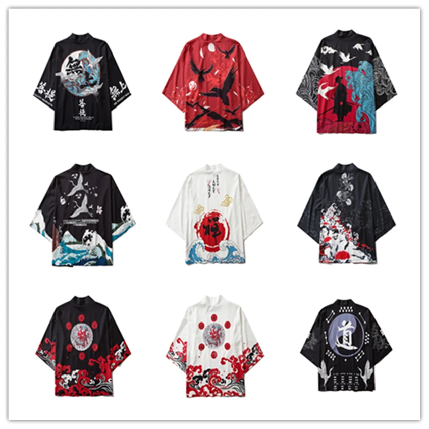 Традиционная японская одежда унисекс для женщин и мужчин модное кимоно с принтом