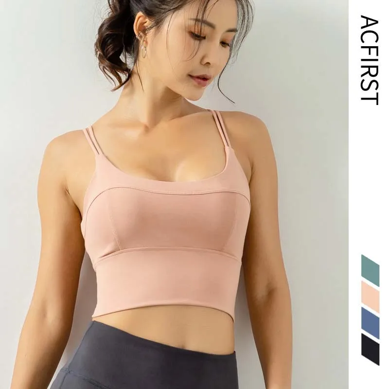 

AcFirst Autumn New Women Bras Breathable Pink Sexy Padded Sports Bra Yoga Athletic Gym Running Fitness Workout Sport Tops