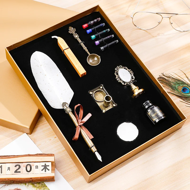 Винтажные наборы ручек с перьями новинка разбрызгиваемый карандаш золотыми