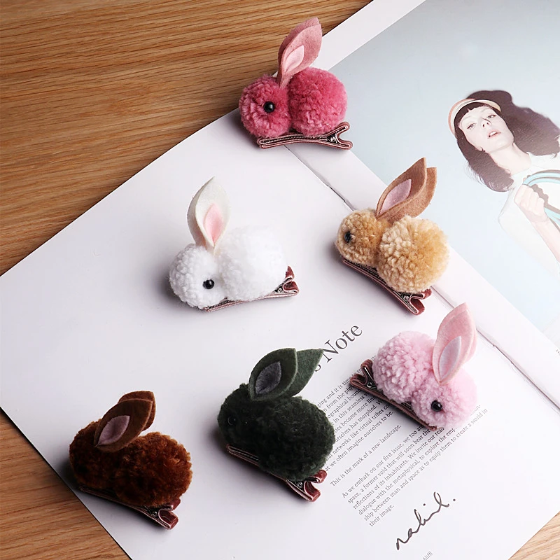 Бутик набор из 24 штук модный симпатичный помпон помпоны меха кролика заколки