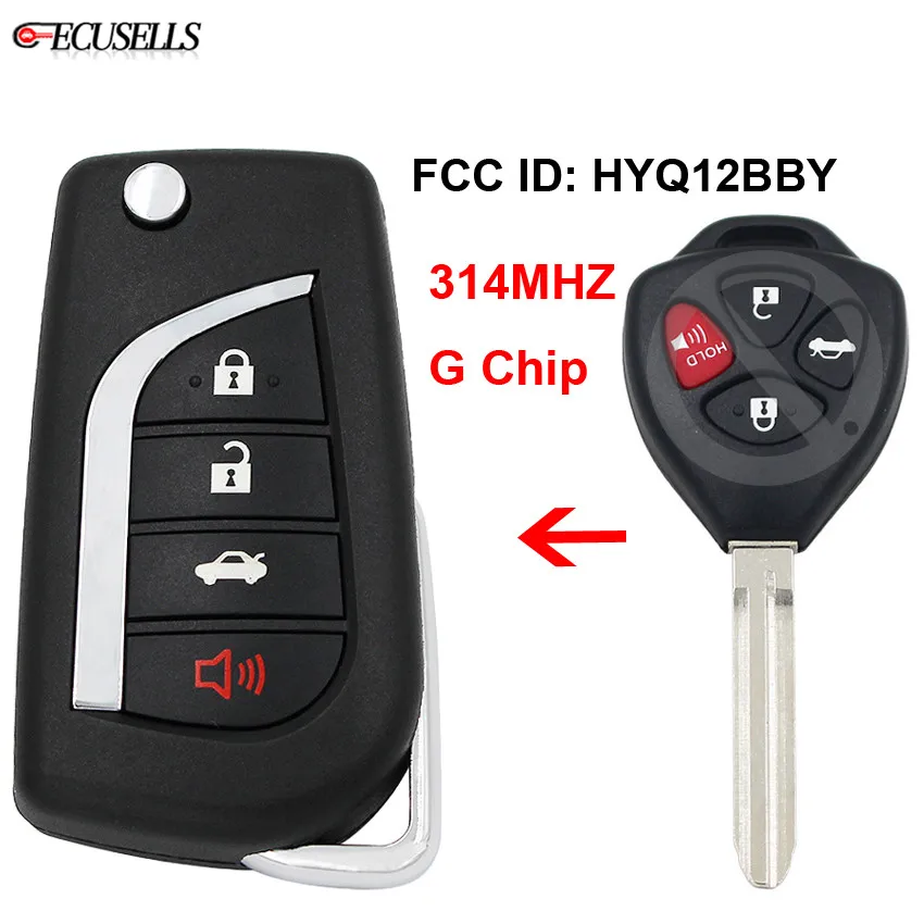 3+1/4 Button Upgraded Folding Flip Remote Car Key 314MHZ with G Chip FCC ID: HYQ12BBY for Toyota Camry 2007 - 2011 RV4 2010 | Автомобили и