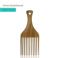 green sandalwood hair pick comb scalp massage wide tooth detangling combs for curly afro hair styling tools