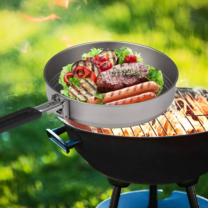 

Outdoor Camping Cookware Ultralight Pure Titanium Picnic Pot Portable Folding Pot Backpacking Equipment Tableware