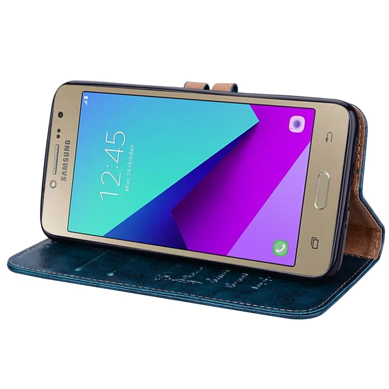 Деловой кожаный чехол-кошелек для Samsung Galaxy J2 Prime с подставкой и держателем карт