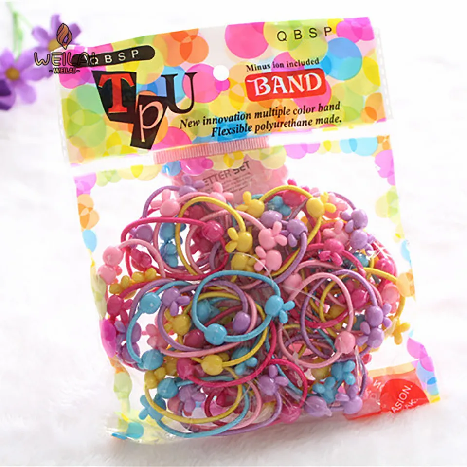 50 продуктов/сумка Детские Двойные бусы кольцо принадлежности для волос девочки