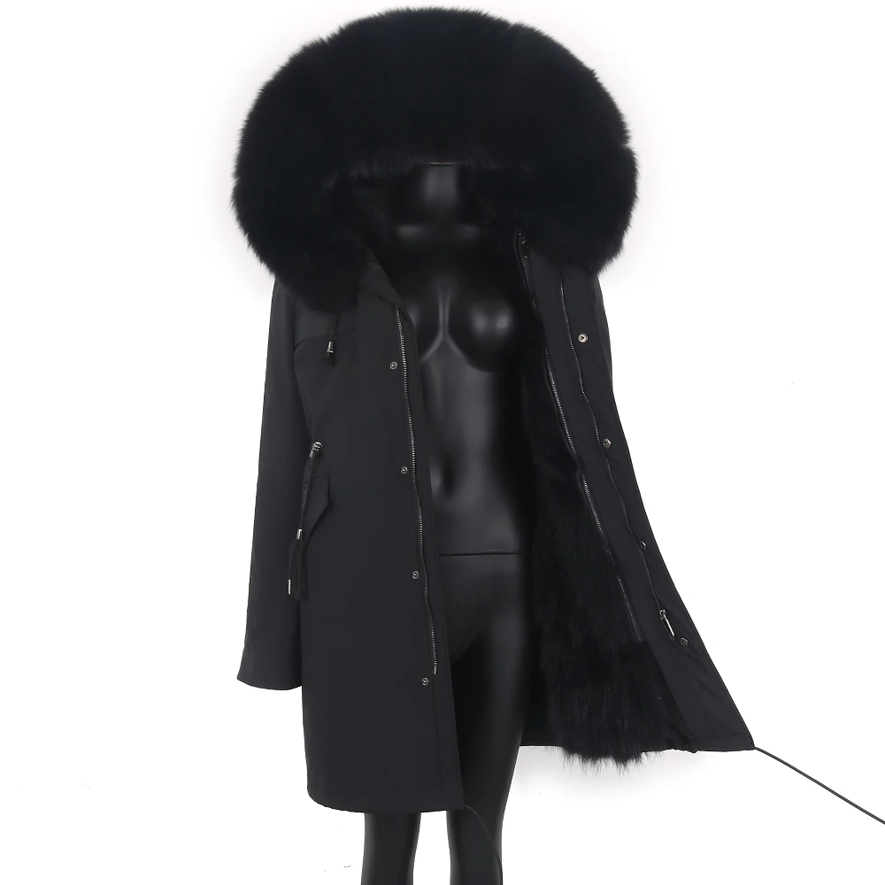 42 Colors Russia Winter Jacket Women Real Raccoon Fur Coat Long Parka Waterproof Windbreaker 100% Raccoon Fur Liner Removable