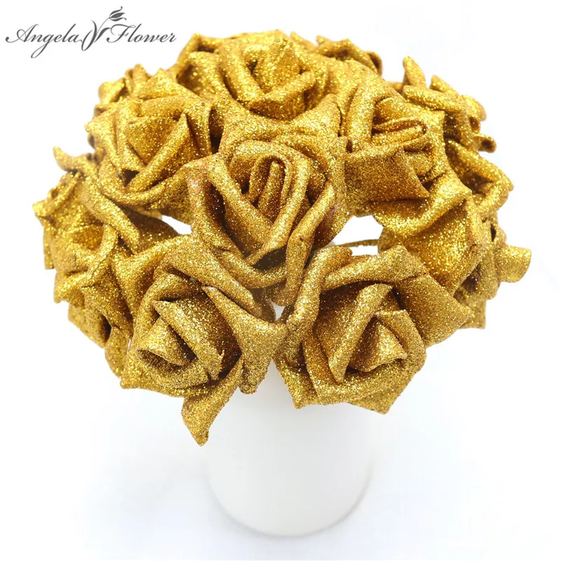 Искусственные головки цветов шелк золото серебро Роза декор дома DIY Шляпа платье
