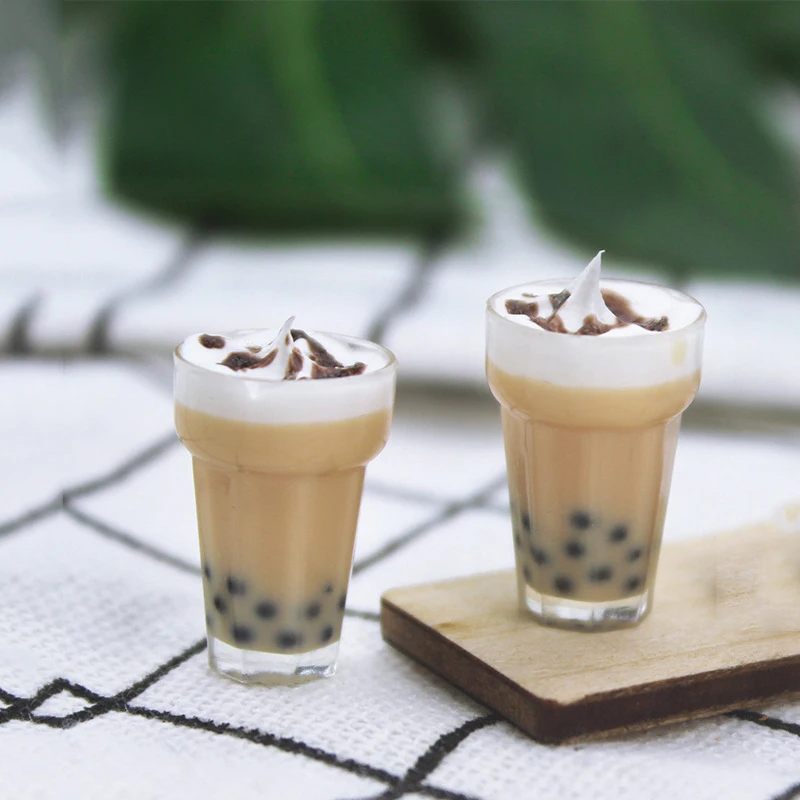 

1/12 Dollhouse Miniature Accessories Mini Resin Milk Tea Cup Simulation Drinks Food Model for Doll House Decoration ob11