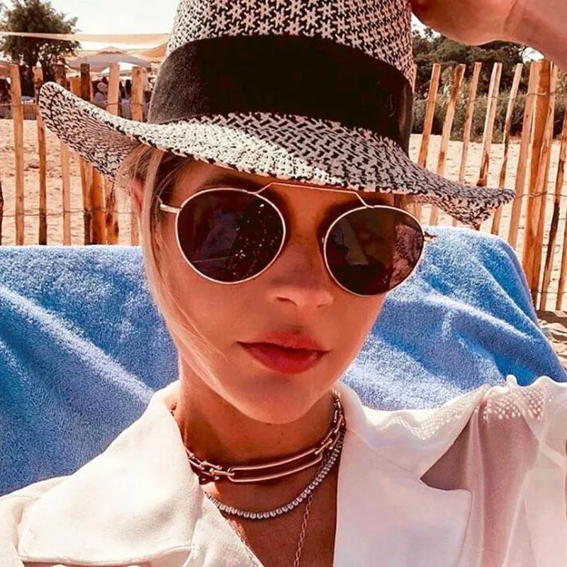Новинка черные круглые солнцезащитные очки для женщин и мужчин мода 2020 роскошные
