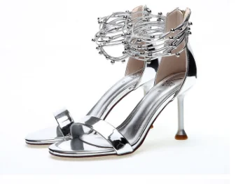 Женские босоножки с острым носком прозрачные туфли лодочки на шпильках вечерние