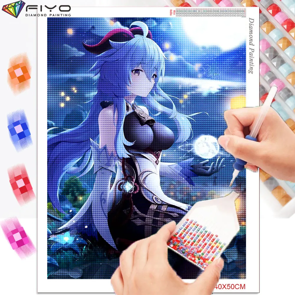 Алмазная живопись аниме Genshin ударная вышивка разразы мозаичная картина Набор для