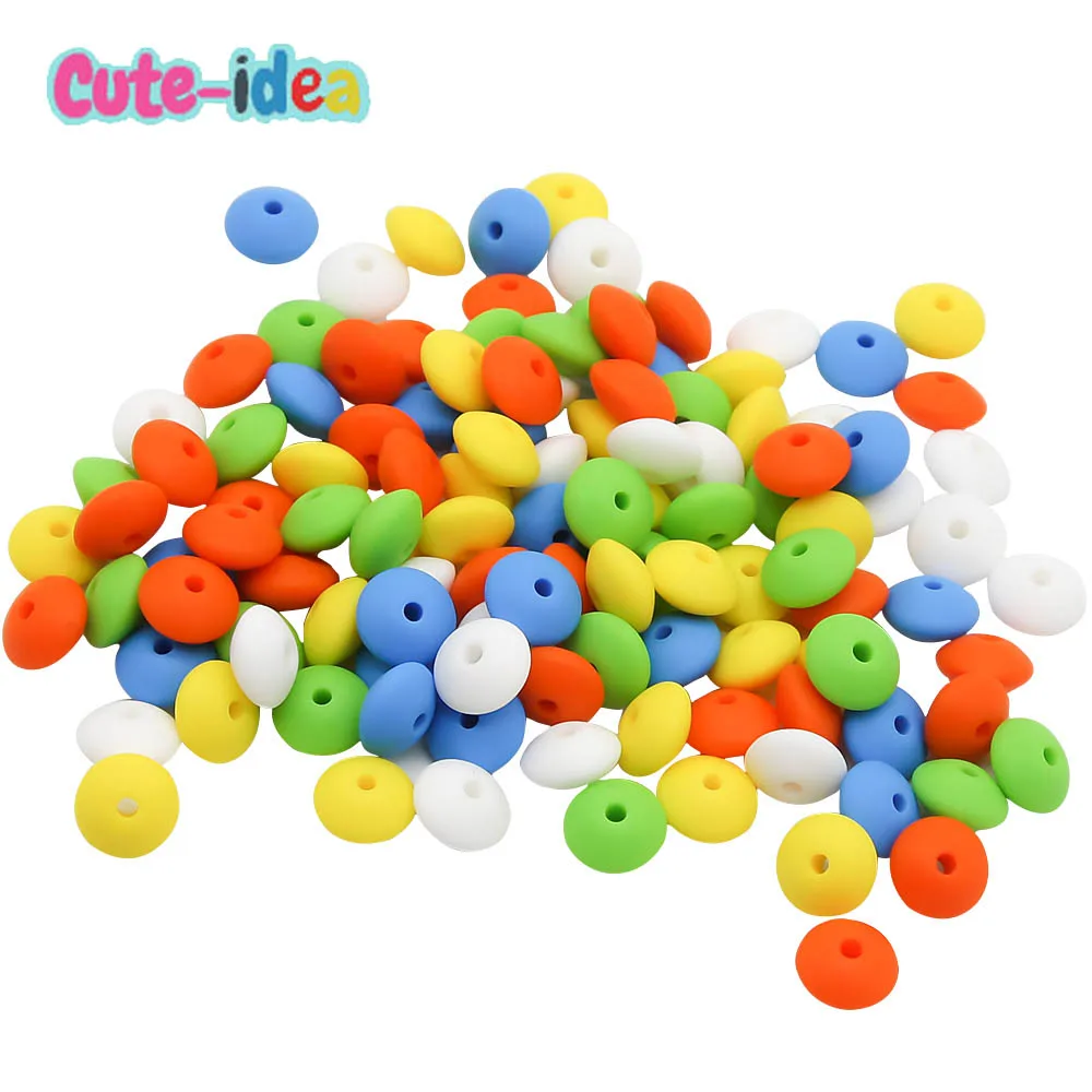 

Cute-Idea 12mm 1000pcs silicone lentil beads teether safe pacifier nursing accessories chain soft baby product teething BPA free