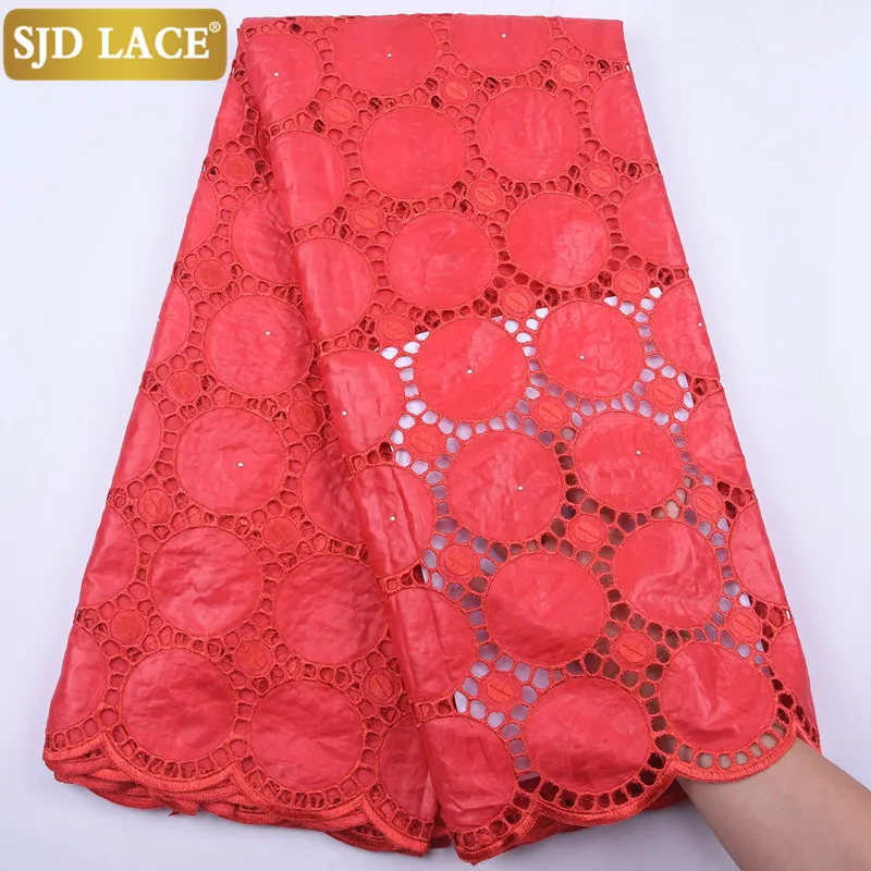 Кружевная синяя африканская базиновая богатая ткань SJD с Бродом последние 5 ярдов