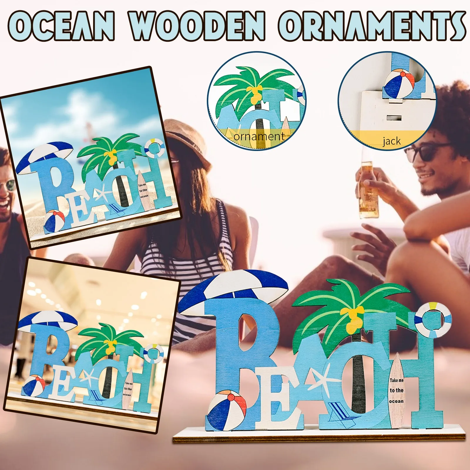 Океана орнамент в виде пляжные Алфавит Форма ремесло украшение для дома стол