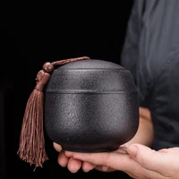 black ceramic casket memorial container dog tight seal urn shelter cat tomb ashes preserving jar pet keepsake cremation product