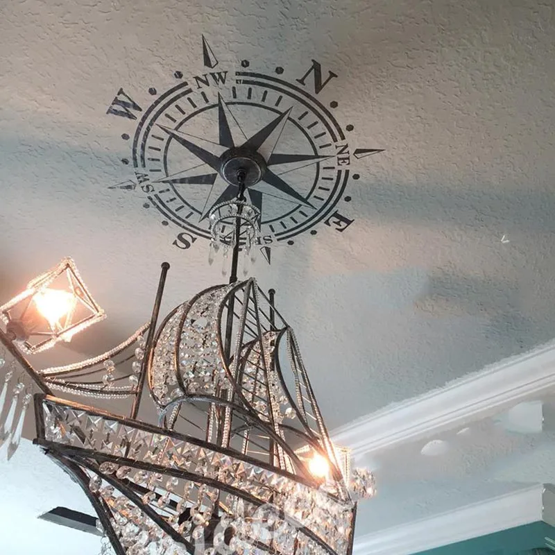 Большой потолочный компас океанская Настенная Наклейка для спальни гостиной