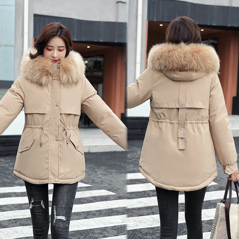 

Thick warm Trench women's winter new faux fur pie overcoming women's large fur collar hooded coat slim long coat women top