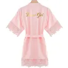 Персонализированные хлопковые халаты с цветочным принтом для девочек, кружевной халат, цветочные халаты для девочек, детская одежда для сна, халат, 10 цветов