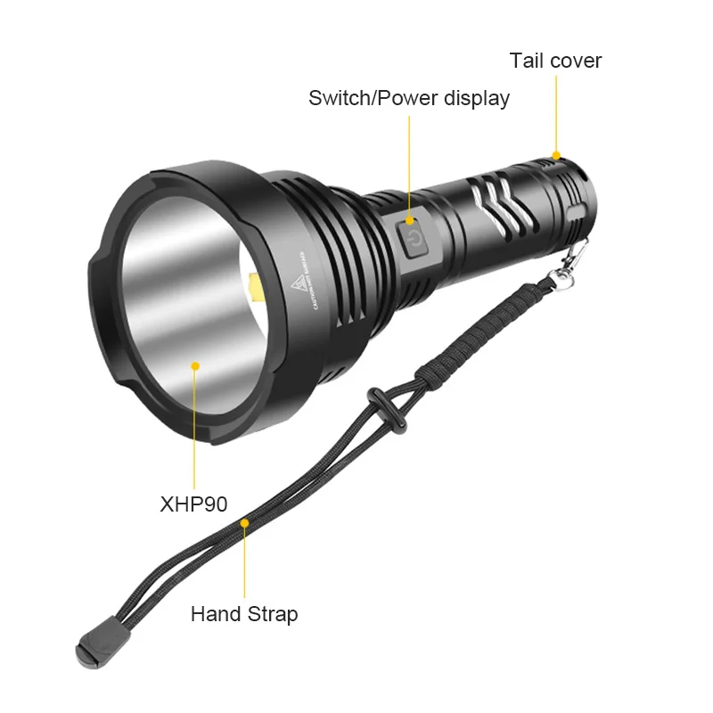 Fiyat XHP90 LED Güçlü El Feneri USB şarj Edilebilir Meşale 18650 26650 Taktik El Feneri Fener Süper Parlak El Feneri Avcılık Için