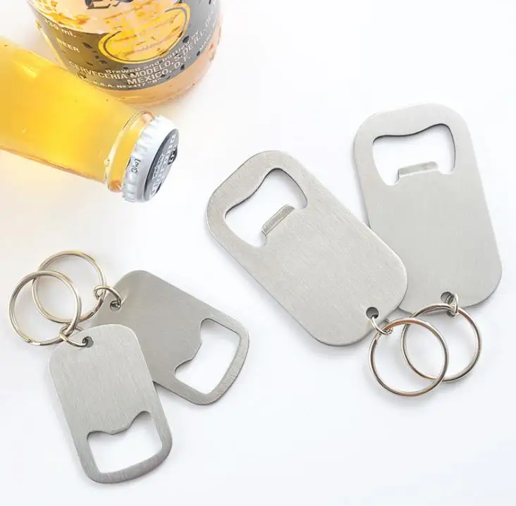 

300pcs Stainless Steel Flat Speed Quick Bottle Opener Cap Remover Bar Tools Beer Opener Keychains Custom Engraved SN779