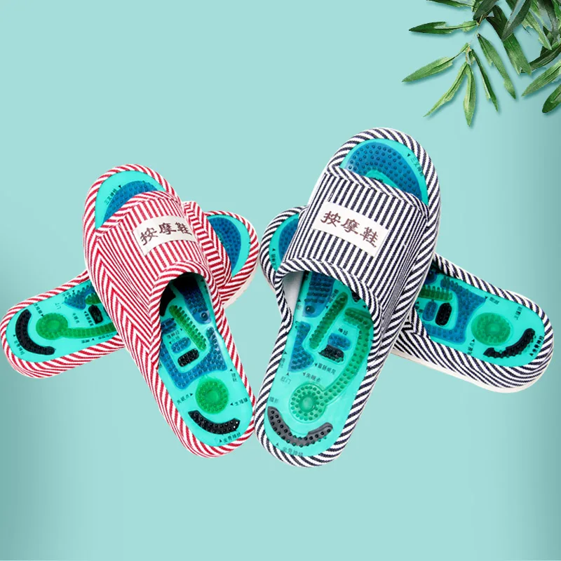 2018 здоровый полосатый узор Рефлексология акупунктурные тапочки для ног массаж