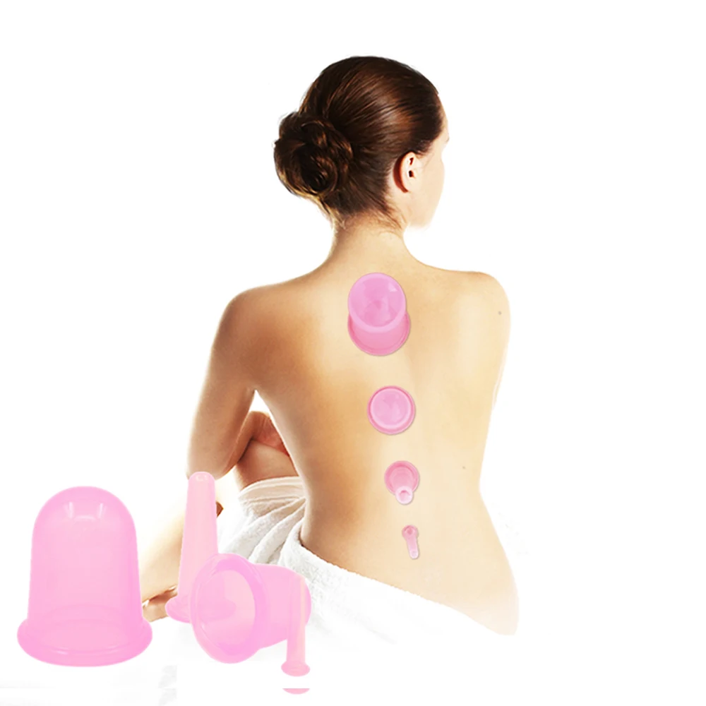 Silicone Cupping Anti Cellulite Vacuum Cups Massage Suction Body Pain Relief Jars Weight Loss Vacuum Cans 4 in 1 Therapy Kit