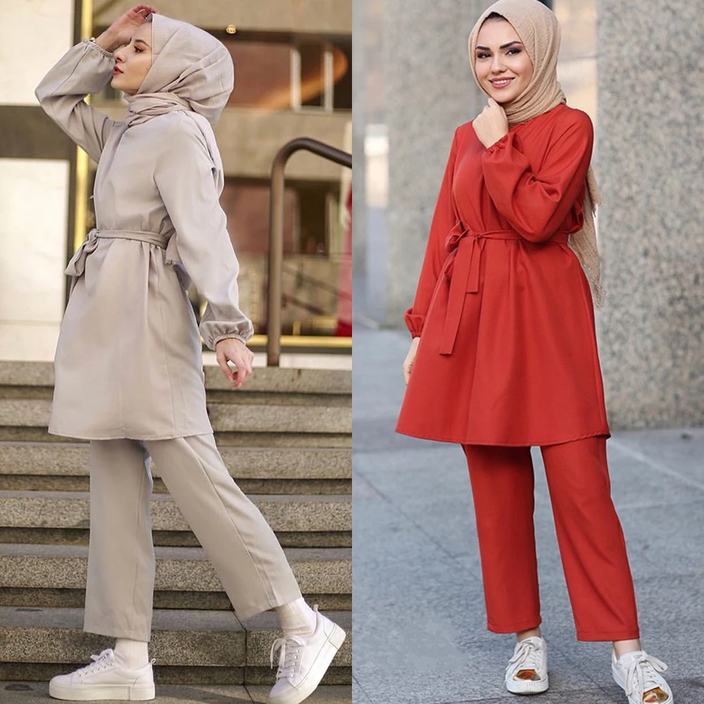 2021 комплект из двух предметов Абая для мусульман Дубай турецкие топы штаны