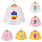 Новинка, симпатичная Кепка с капюшоном и принтом молочного чая, поп ит поп, худи для маленьких мальчиков и девочек, свитшот с круглым вырезом и длинным рукавом, свитер, Топ