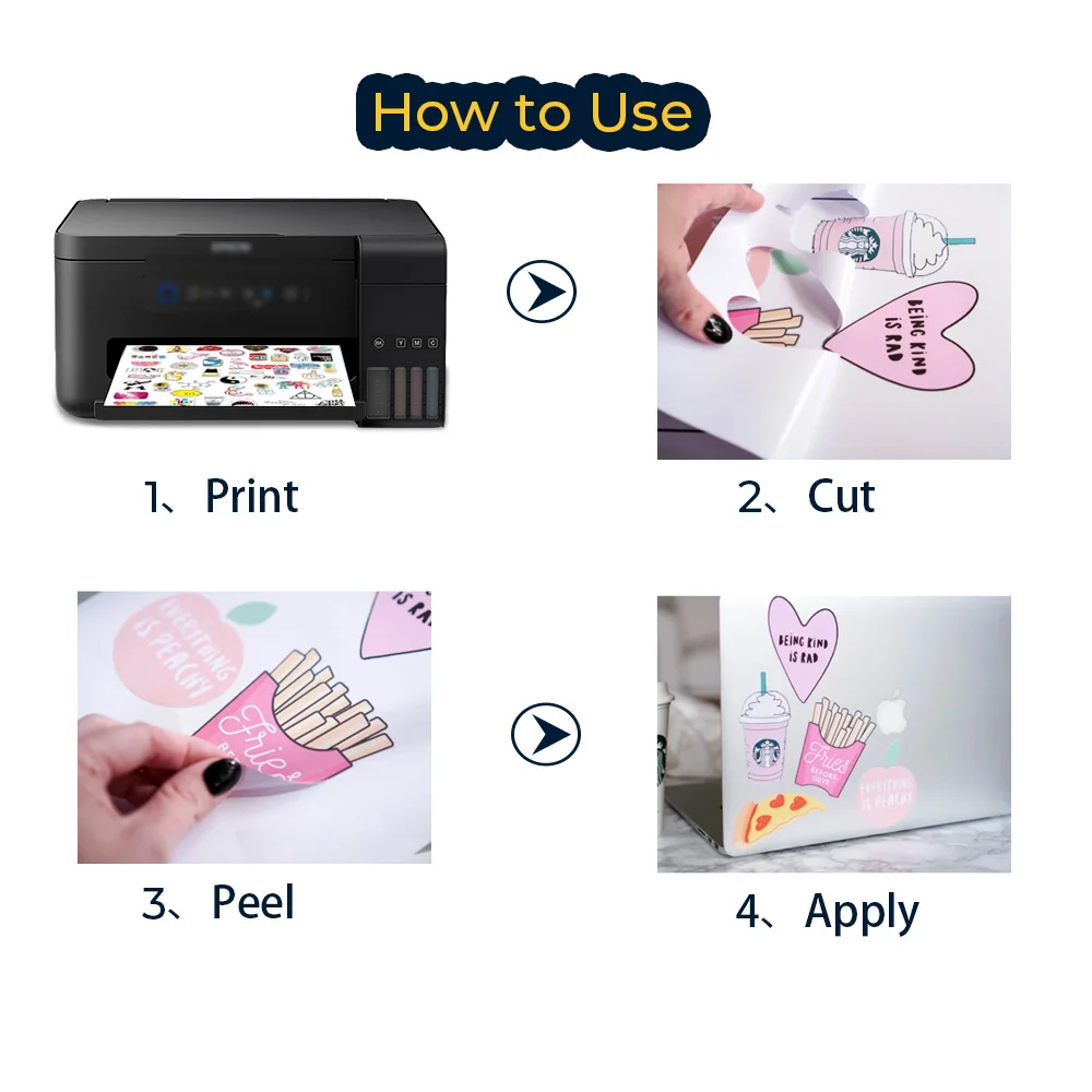 10 листов Виниловая наклейка для печати Бумага глянцевый клейкий Копировальная