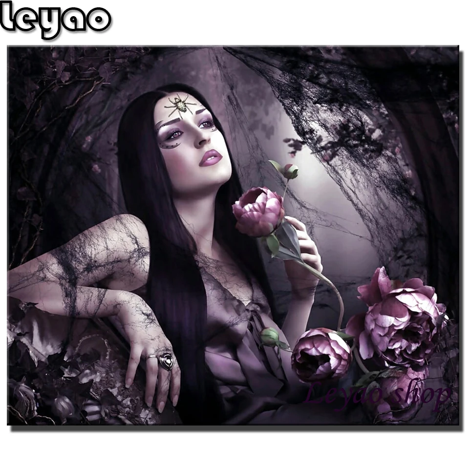 

Diamond Painting Gothic woman Fantasy Dark Lady Cross Stitch Handmade Full Drill Diamond Embroidery Portrait Mosaic Home Decor