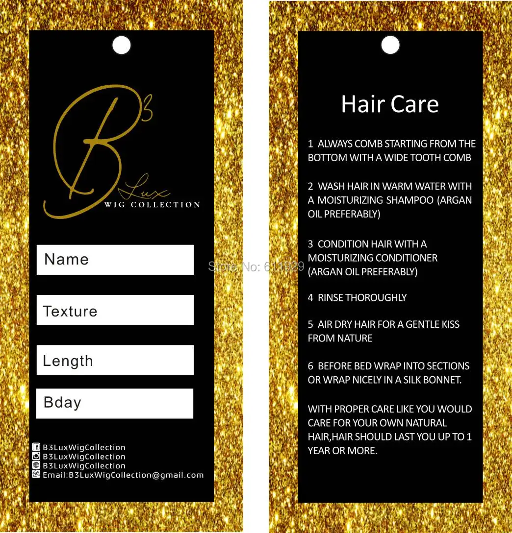 free shipping custom women hair extension paper hang tag/hair packing labels/ribbon/wig tag/printed labels 200 pcs a lot