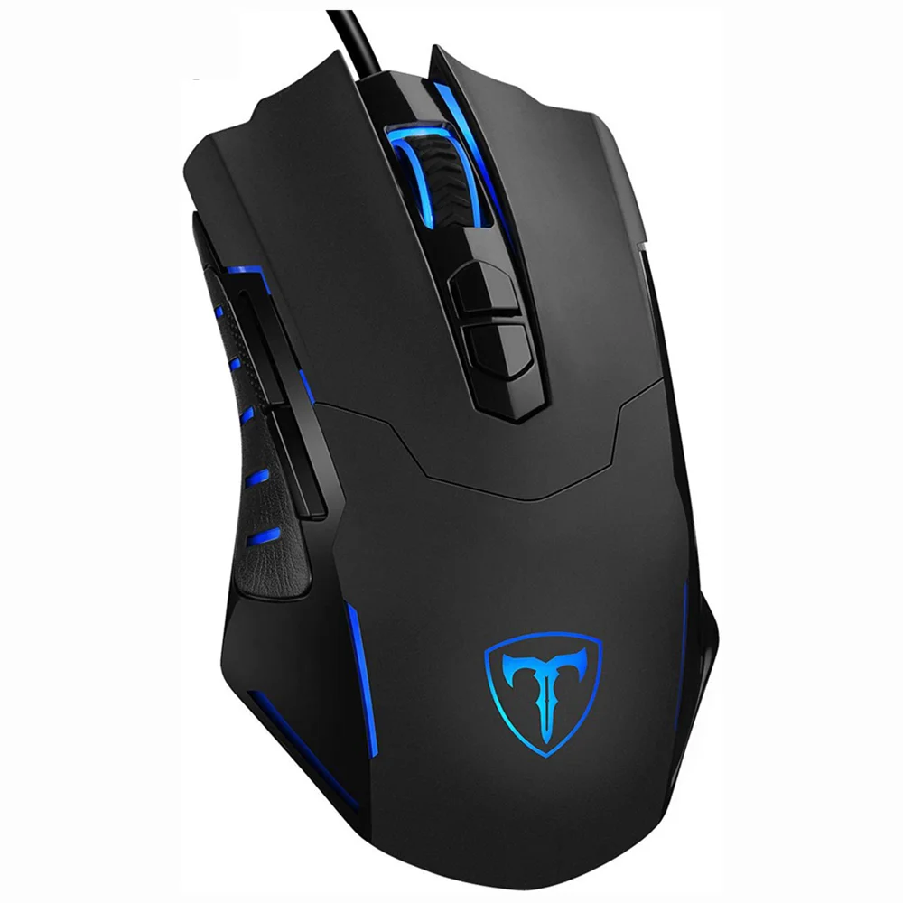 Черный PICTEK 7200 dpi Проводная игровая мышь, геймерские мыши, Mause, 5 уровней, Регулируемая игровая эргономичная мышь для компьютера, ноутбука - Цвет: Черный