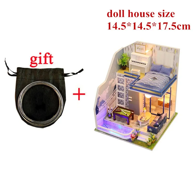 P doll house 3D Деревянный Кукольный дом Вилла мебель DIY Миниатюрная модель светодиодный светильник 3D Деревянный кукольный домик рождественские подарки игрушки для детей - Цвет: P doll house