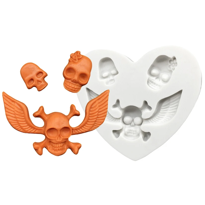 

Halloween Skull Wing Rose Silicone Sugarcraft Mold Resin Tools Cupcake Baking Mould Fondant Cake Decorating Tools