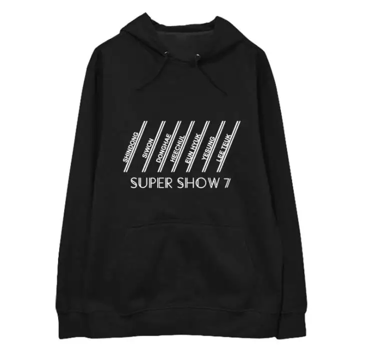 Новое поступление kpop super Junior супер магическое шоу 7 имена участников толстовки с