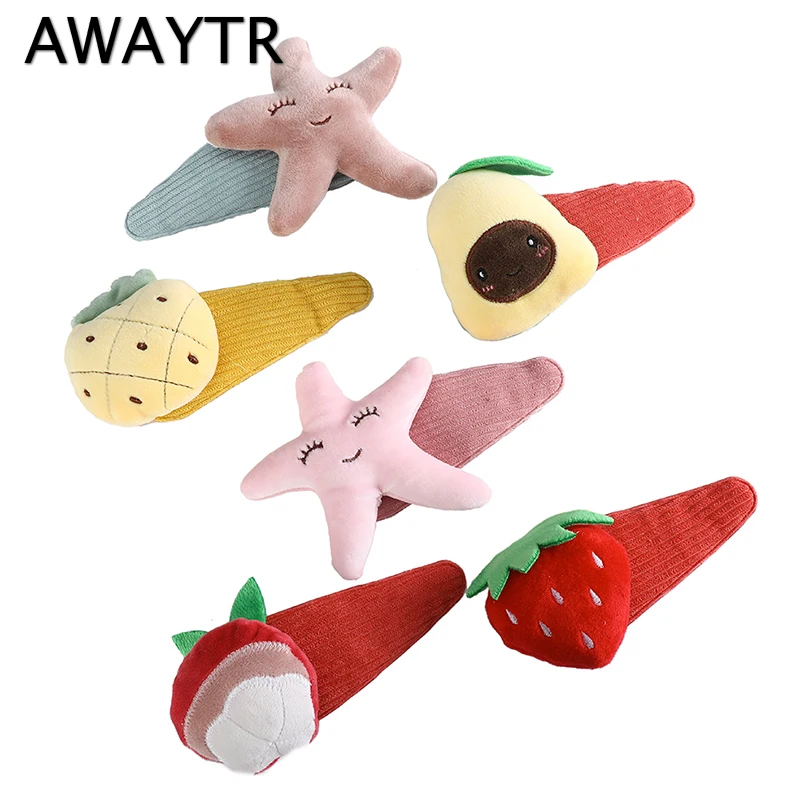 Женская заколка для волос AWAYTR 1 шт. плюшевая с фруктами и животными большого