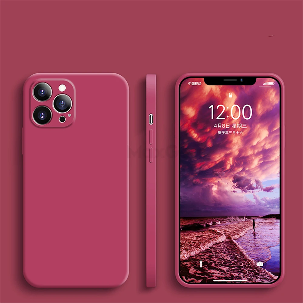 

Shockproof Soft Cover Luxury Original Square Liquid Silicone Case For iPhone 12 11 Pro Max Mini X XR XS Max 7 8 6s Plus SE 2020