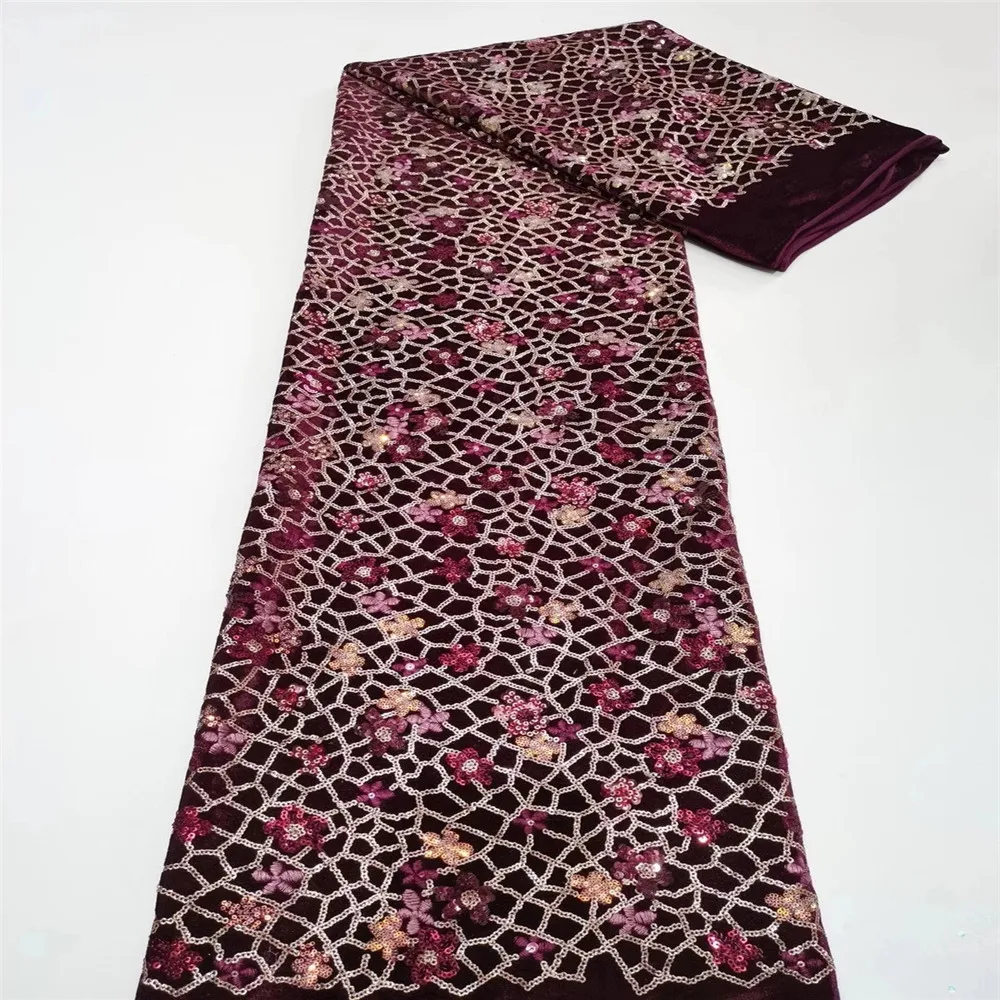 

Madison RoyalBlue Nigerian Velvet Lace Fabric With Sequins 2020 High Quality Soft Lace African Lace Fabric For Wedding Dress