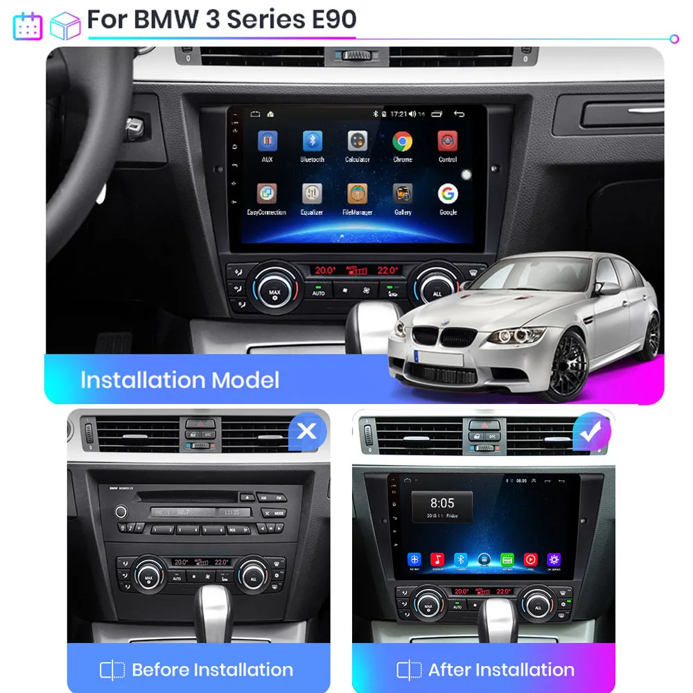 2 Din Android радио для BMW 3 серии E93 E92 E91 E90 2006 2012 Мультимедиа Видео плеер навигация GPS WIFI