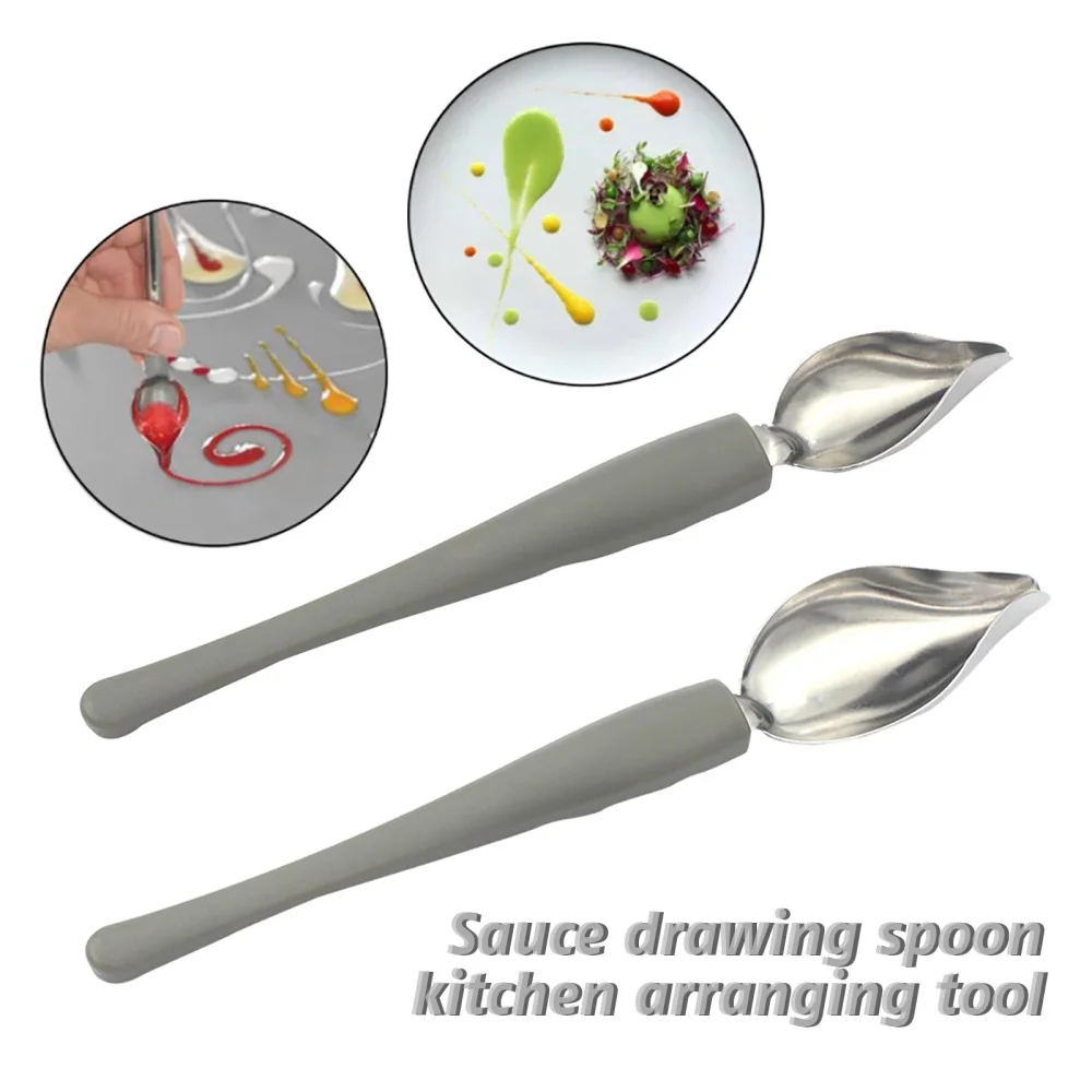 

Practical Chef Decoration Pencil Anti-slip Accessories Draw Tools Stainless Steel Portable Sauce Painting Coffee Spoon Kitchen