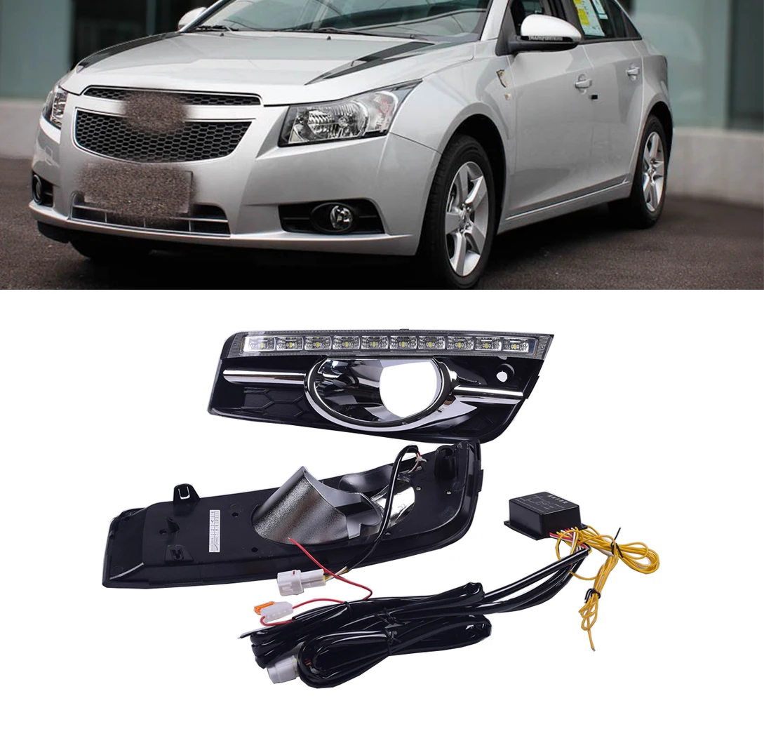 

2Pieces ECAHAYAKU LED Daytime Running Lights Fog Lamp Cover DRL with Turn Signal Dimmed Light 12V For Chevrolet Cruze 2009~2014