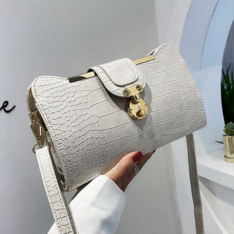 Роскошные Сумки Винтаж замок с узором крокодиловая кожа Сумка через плечо