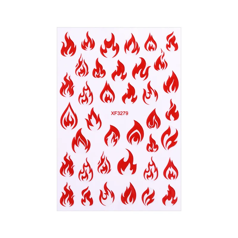 Наклейка для дизайна ногтей Декор пламя наклейка фольга серебряный золотой цвет