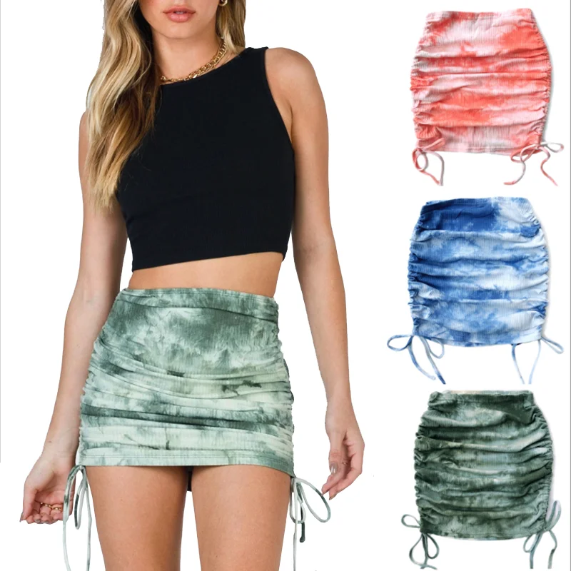 

Women Summer Short-Sleeved Slim Top Drawstring Cropped Round Neck Casual Floral Print Sexy Streetwear Tee