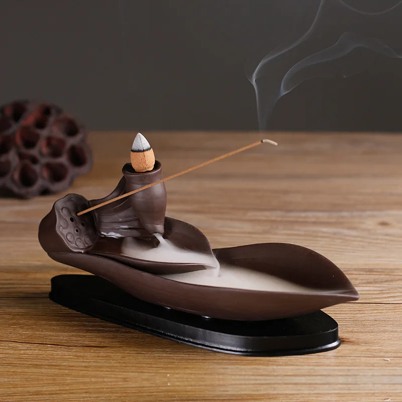 

Креативный держатель для курильницы керамический Лотос курильница с обратным потоком, сиденье для курильницы, для дома, гостиной, офиса, ча...