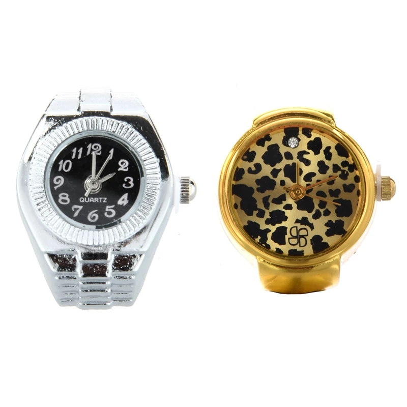 1 шт Золотые круглые металлические леопардовые карманные часы с кольцом на палец